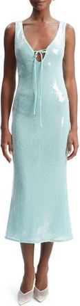 Bardot Isha Sequin Keyhole Cocktail Midi Dress in Aqua at Nordstrom Rack, Size 12