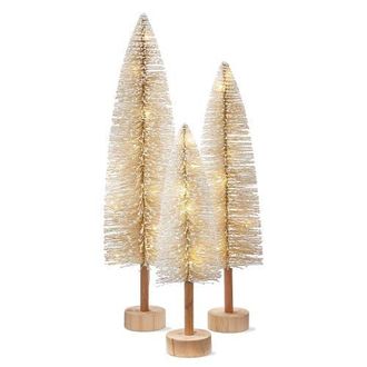 Tag First Snow Lightup Christmas Bottle Brush Tree Set of 3 in White at Nordstrom