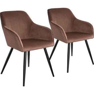 TecTake Dining Chair Marilyn Set Of 2 - Brown/Black in Brown | Size: 2 Pack