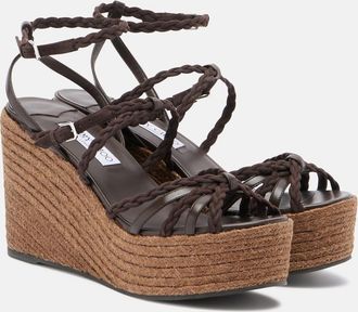 Jimmy Choo London Alpargatas con cu&ntilde;a Nyra de piel trenzada