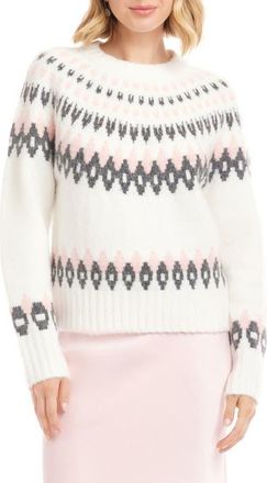 Karen Kane Fair Isle Jacquard Sweater in Off White at Nordstrom, Size X-Large P