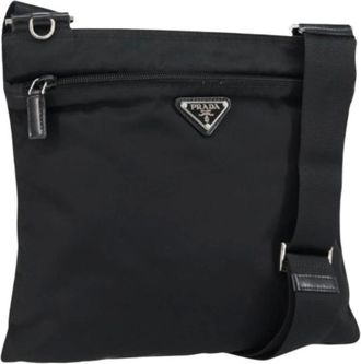 Prada Pre-owned Cross Body Bags, female, Black, Size: ONE SIZE Pre-owned Nylon Cross Body Bag