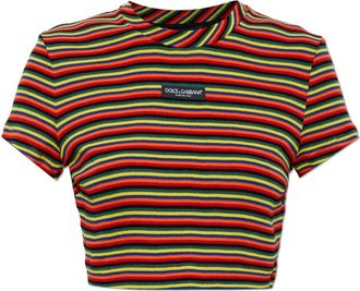 Dolce & Gabbana Katoenen T-shirt met applicatie - Dames - T-shirts - Veelkleurig - S - Katoen - Tops