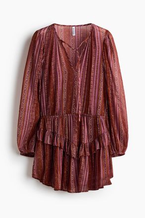 H&M Volantkleid - Orange/Paisleymuster