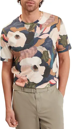 Ted Baker Dowlle Floral T-Shirt in Blue And Cream at Nordstrom, Size 3