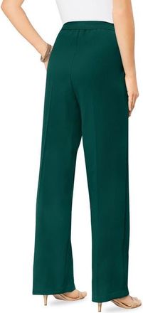 Roaman's Plus Size Wide Leg Bend Over Pant in Emerald Green at Nordstrom, Size 34