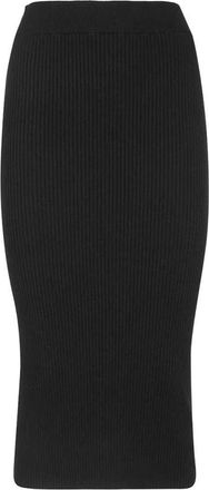 Versace Jeans Couture Geribbeld Gebreid Potloodrokje - Dames - Midirokken - Zwart - XL - Katoen - Rokken
