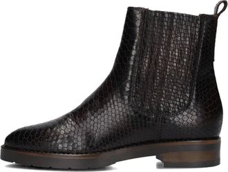 Notre-V Schoenen, Dames, Bruin, 39 EU, Leer, Bruine Chelsea Boots met Slangenprint