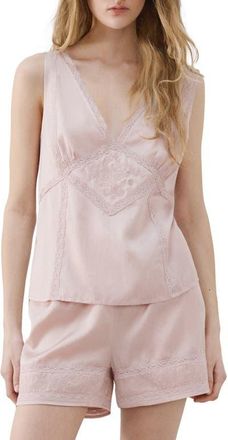 Mango Embroidered Pajama Shirt in Pale Pink at Nordstrom, Size Medium