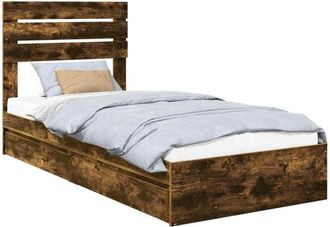 vidaXL Storage Bed with Drawer Smoked Oak 90 x 200 cm Engineered Wood vidaXL