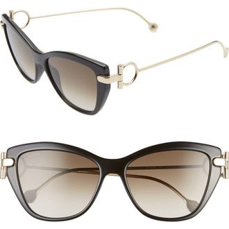 Ferragamo 55mm Cat Eye Sunglasses in Black at Nordstrom Rack