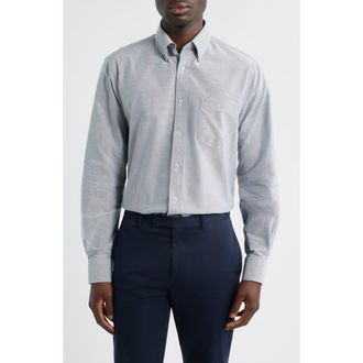 Eagle Regular Fit Solid Cotton Button-Down Oxford Shirt in Black at Nordstrom, Size 15.5 - 34