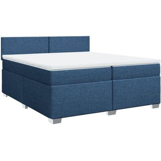 vidaXL Cama Box Spring Con Colch&oacute;n Tela Azul 200x200 Cm Vidaxl
