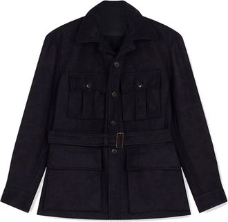 Fortela Clint Herringbone Cotton Sahariana Jacket in Blue at Nordstrom, Size 50 Eu