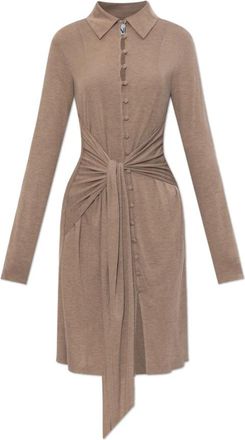 Ganni Jurk met decoratieve strik - Dames - Shirt Kleedjes - Bruin - M - Kleedjes