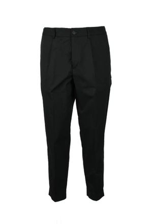 Bonheur Tapered Black Stretch Pants With Mid-Rise Waist And Cropped Finish