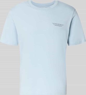 Jack & Jones Jack & Jones T-Shirt mit Label-Print und Rundhalsausschnitt in Hellblau, Gr&ouml;&szlig;e XXL