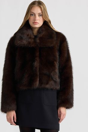 NVLT Womens Long Hair Faux Fur Jacket