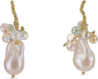 Mela crystal-embellished drop earrings - Roze