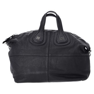 Givenchy Pre-owned Womens Large Nightingale Satchel Handbag in Black Goatskin Leather - One Size