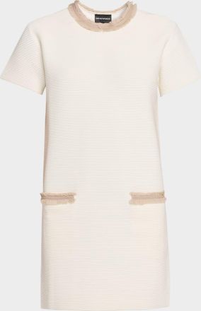 Emporio Armani Fringe-Trim Ottoman Ribbed Mini Dress
