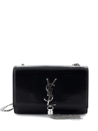Saint Laurent Classic Monogram Tassel Lizard Embossed Leather Medium crossbody bag - Zwart