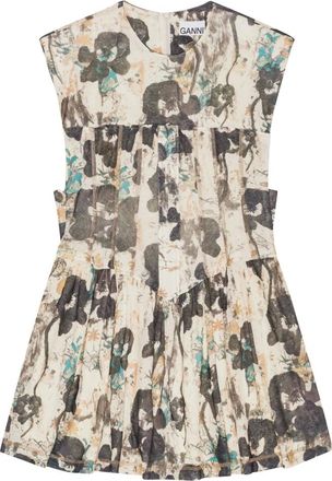 Ganni Kleedjes, Dames, Beige, M, Polyester, Beige Jurk met Asymmetrische Zoom en Korset