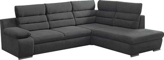 Vente-Unique Sof&aacute; cama rinconera de tela PYLOS - Antracita - &Aacute;ngulo izquierdo