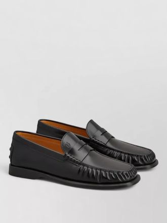 Tod's leather gathered penny loafers