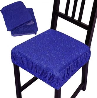 Trade Shop Trade Shop - Establecer 6 Cubiertas De Asiento Con Banda El&aacute;stica Para Sillas Acolchadas Extra&iacute;bles - Azul