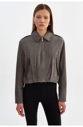 LaMarque Robbie | Suede Bomber Jacket in Steel Grey at Nordstrom, Size Xx-Small