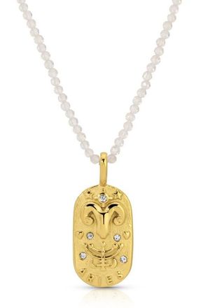 Kozakh Sunrise Zodiac Pendant Necklace in Gold/clear Aries at Nordstrom