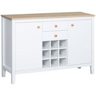 HOMCOM Aparador de cocina 110x35x75 cm blanco