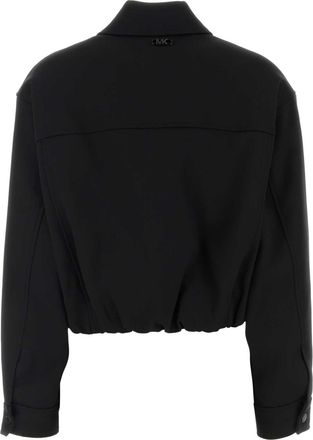 Michael Kors Womens Bomber Jacket Black Polyester Irgin Wool