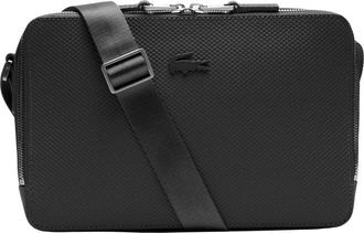 Lacoste Iconische Crossbodytas met Golfbalstructuur - Heren - Schoudertassen - Zwart - ONE Size - Leer - Tassen