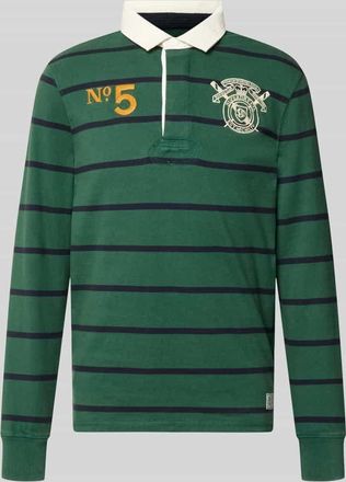 Superdry Regular Fit Rugby Shirt mit Logo- und Motiv-Stitching in Bottle, Gr&ouml;&szlig;e XXL