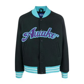 Awake NY Logo-print Wool-Blend Bomber Jacket - male - Awake NY - Bomber Jackets - Black - M - Jackets