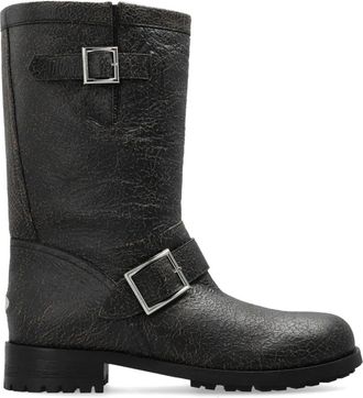 Jimmy Choo London Biker Mid - Dames - Hoge Laarzen - Zwart - 41 EU - Leer - Schoenen