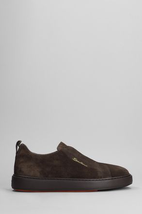 Santoni Laceless Sneakers In Suede