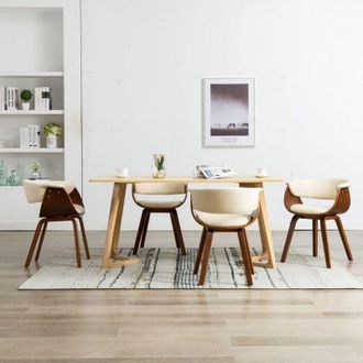 vidaXL Vidaxl - Sedie da Pranzo 4 pz in Legno Curvato e Similpelle Crema