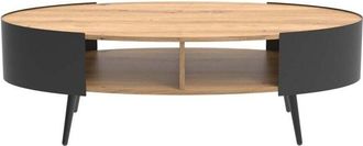 Calicosy Mesa Baja Ovalada Con Lados De Metal Negro L120 Cm - Eklo