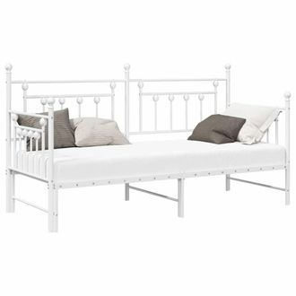 Berkfield Home White Daybed Frame with Trundle in White - 80x200 cm Steel
