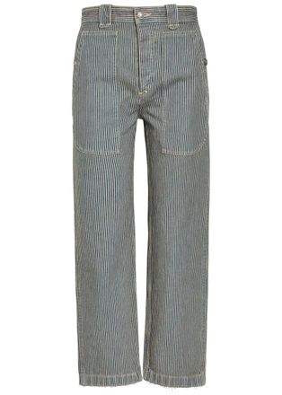 Isabel Marant Isabel Marant &eacute;toile Ermina Pinstripe Cropped Straight-leg Twill Jeans - Blue And White - 38 (UK10 / S)