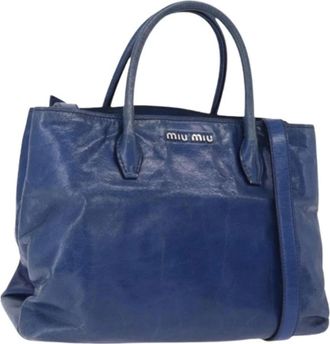 Miu Miu Pre-owned Tote Bag - Dames - Vintage Shopper - Blauw - ONE Size - Leer - Vintage