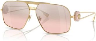 Versace Heren Staal Bio Metalen Zonnebril - Heren - Zonnebrillen - Geel - 62 MM - Accessoires