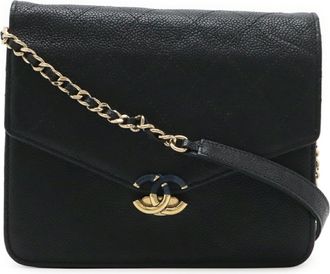 Chanel Matelasse Black Grained Calfskin Chain/Shoulder Wallet (Pre-Owned)
