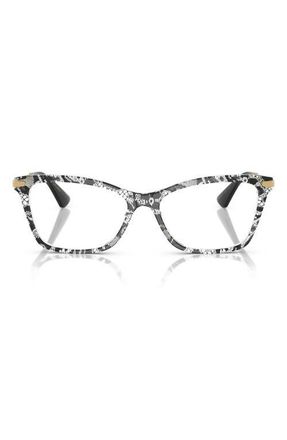Dolce & Gabbana 56mm Rectangular Optical Glasses in Black Lace at Nordstrom