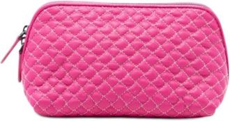 Bottega Veneta Pre-owned Quilted Nappa Leather Pouch - Dames - Vintage Clutch - Roze - ONE Size - Leer - Vintage