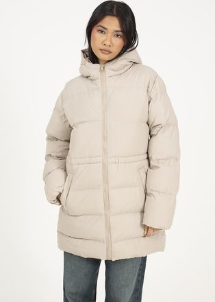 Brave Soul Womens Stone Hooded Padded Jacket With Drawcord Waist - Size 14 UK