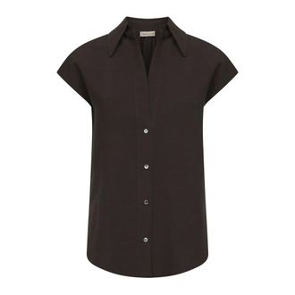 Blanca Vita Shirts, female, Brown, Size: 2XS Cenzia Short-Sleeve Blouse